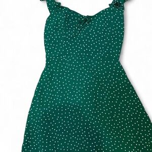 Green polka dot dress by Reformation